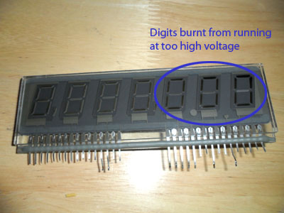 7 digit display with burnt digits